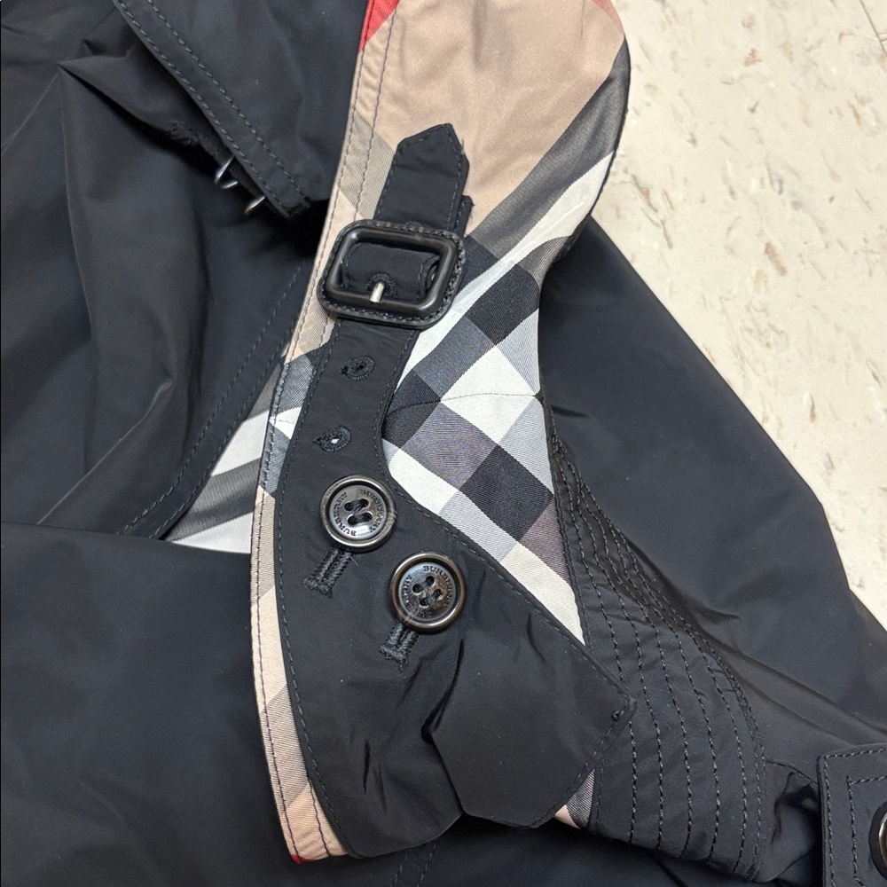 BURBERRY BRIT Men's Black Double-Breasted Trench Coat Size M - Picture 14 of 16